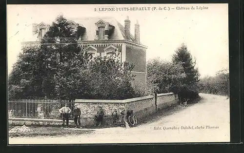 AK Lepine-Puits-Berault, Chateau de Lépine, Strassenpartie am Schloss