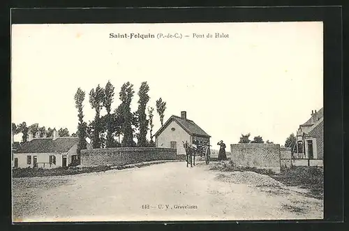 AK Saint-Folquin, Pont du Halot, Strassenpartie an der Brücke