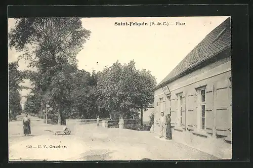 AK Saint-Folquin, La Place, Strassenpartie im Zentrum