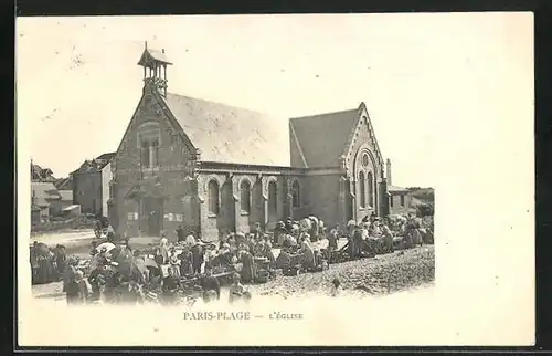 AK Paris-Plage, Marche avant l`Eglise