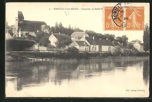 AK Marcilly-sur-Seine, Quartier de Belle-Vue