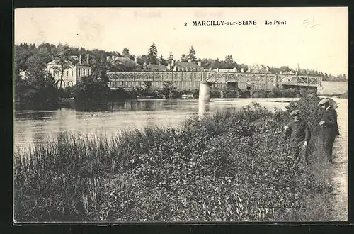 AK Marcilly-sur-Seine, le Pont