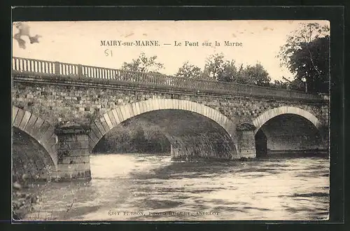 AK Mairy-sur-Marne, Le Pont sur la Marne