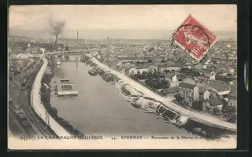 AK Epernay, Panorama de la Marne et de Magenta