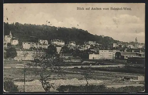 AK Aachen, Teilansicht vom Bahnhof-West aus