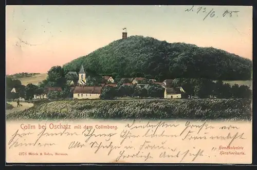 AK Oschatz, Ortsansicht mit Collmberg