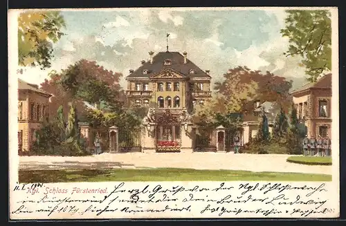 Lithographie München-Fürstenried, Kgl. Schloss