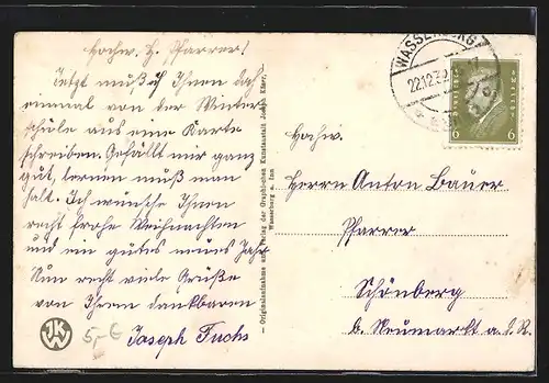 AK Wasserburg, Blick über den Inn auf die Stadt