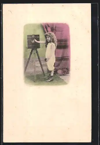 AK Kind mit Fotoapparat