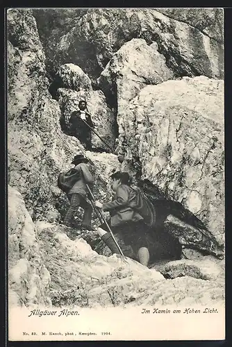 AK Bergsteiger im Kamin am Hohen Licht in den Allgäuer Alpen