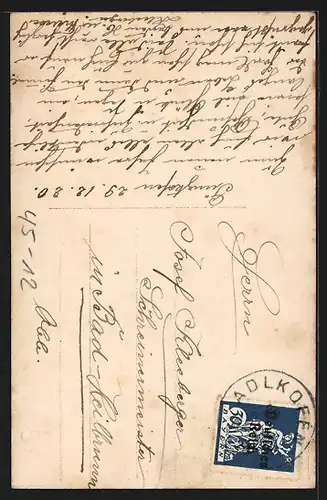 AK Mädchen auf dem Schlitten mit Mistelzweig