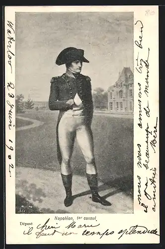 AK Napoleon, 1er consul, In Uniform und Hut