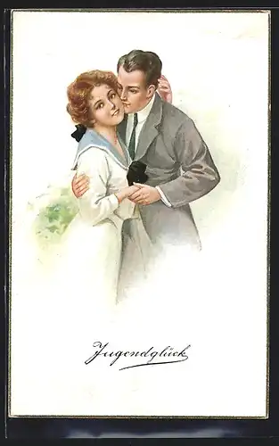 Künstler-AK Jugendglück, Liebespaar Arm in Arm