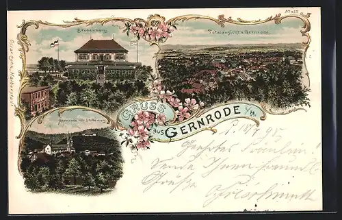 Lithographie Gernrode i. H., Gasthaus Stubenberg, Totalansicht