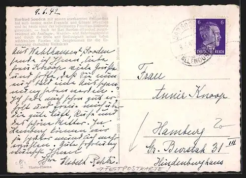 AK Sooden-Allendorf, 60jähriges Jubiläum, Festpostkarte 1941, Altes Tor - Pfennigstube, Kurgarten, Gradierwerk