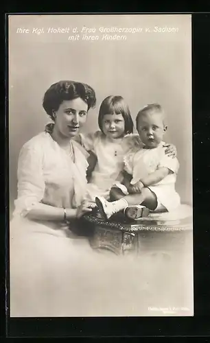 AK Ihre Kgl. Hoheit d. Frau Grossherzogin von Sachsen mit ihren Kindern