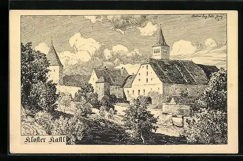 Künstler-AK Eugen Felle: Kastl, Kloster mit Kirche