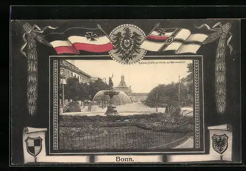 AK Bonn, Kaiserplatz mit Blick zur Universität