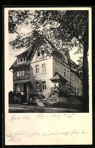 AK Bad Orb, Hotel Kurheim Teutonia L. Dickert, Strassenansicht