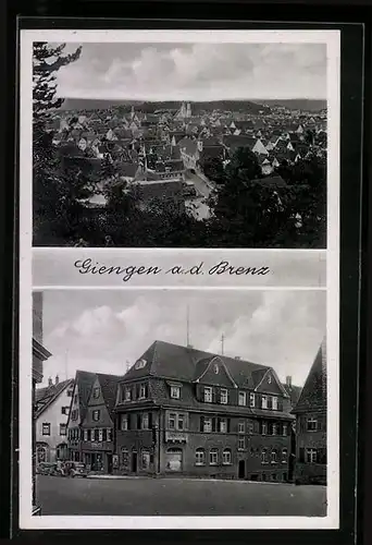 AK Giengen a. d. Brenz, Partie am Gasthaus Paul Weidenbacher mit Gesamtansicht