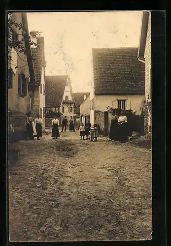 Foto-AK Achkarren, Ortspartie mit Kindern