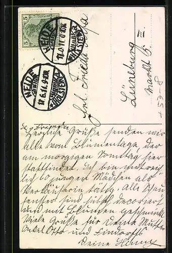 AK Heide, Blumentag, Mädchen mit Blumen, Ortsansichten