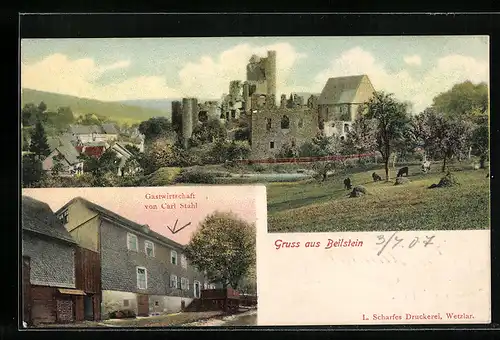 AK Beilstein b. Wiesbaden, Gasthaus von Carl Stahl, Ruine