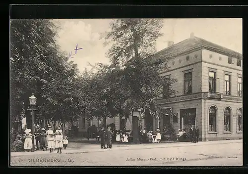 AK Oldenburg i. Gr., Julius Mosen-Platz mit Café Klinge