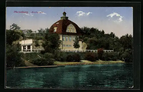 AK Merseburg, Uferpartie am Bootshaus