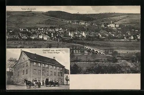 AK Crossen a. Elster, Gasthof zum Adler, Inh. Franz Krüger, Totalansicht