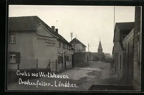 AK Werthoven, Gastwirtschaft und Handlung von Peter Görres, Blick zur Kirche