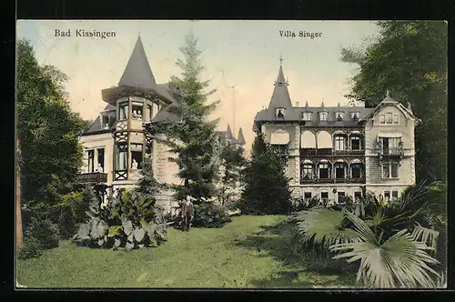 AK Bad Kissingen, Hotel-Pension Villa Singer mit Gartenanlage