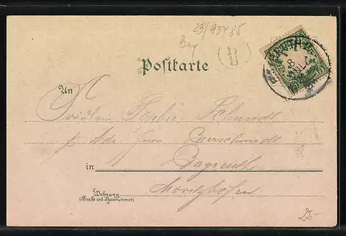 Lithographie Warmensteinach, Hôtel Trassl, Panorama, Teilansicht