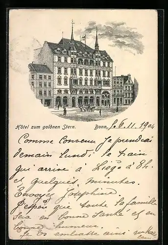 Lithographie Bonn, Hotel zum goldenen Stern