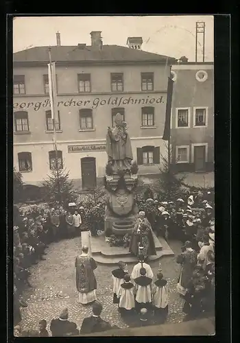 Foto-AK Laufen /Obb., Weihe der Bischofs-Statue, 1914