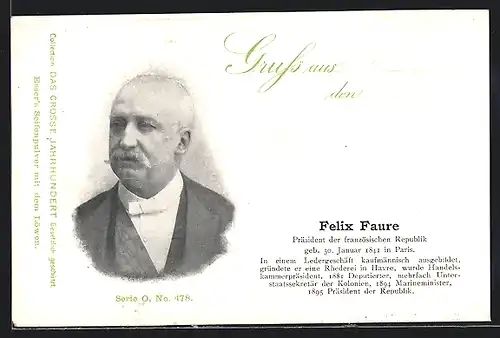 AK Felix Faure, Präsident der französischen Republik
