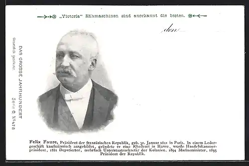 AK Felix Faure, Präsident der französ. Republik