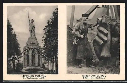 AK Hermanns-Denkmal im Teutoburger Wald, Ernst von Bandel, Erbauer des Denkmals