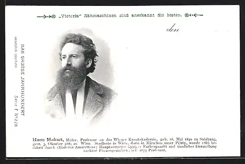 AK Hans Makart, Maler, Professor an der Wiener Kunstakademie