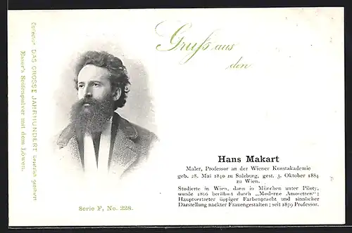 AK Maler Hans Makart, Professor an der Wiener Kunstakademie