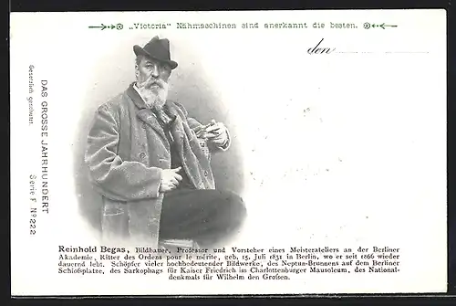 AK Reinhold Begas, Portraitfoto des deutschen Bildhauers, Collection Das Grosse Jahrhundert