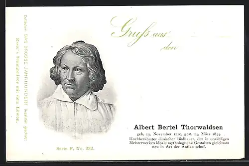 AK Portrait Albert Bertel thorwaldsen, dänischer Bildhauer