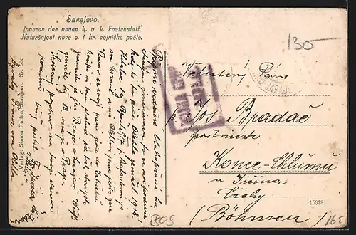 AK Sarajewo, Inneres der neuen k. u. k. Postanstalt