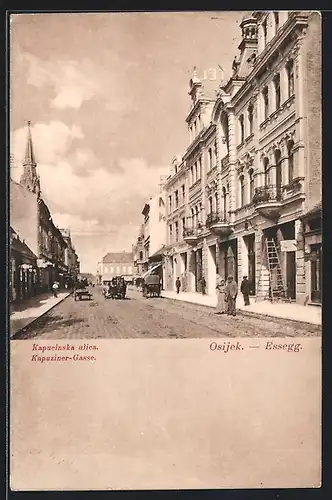 AK Osijek, Kapuziner-Gasse mit Kirche
