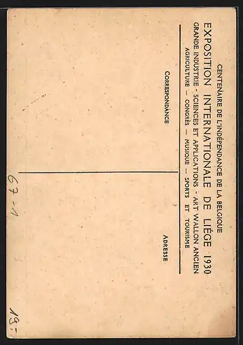 AK Liége, Exposition Internationale 1930, Grande Industrie, Sciences et Applications, Art Wallon Ancien, Ausstellung