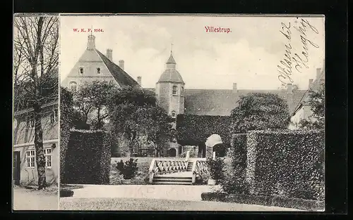 AK Villestrup, Parkseite des Schlosses