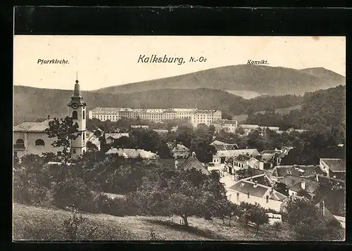 AK Kalksburg, Blick auf die Pfarrkirche und das Konvikt