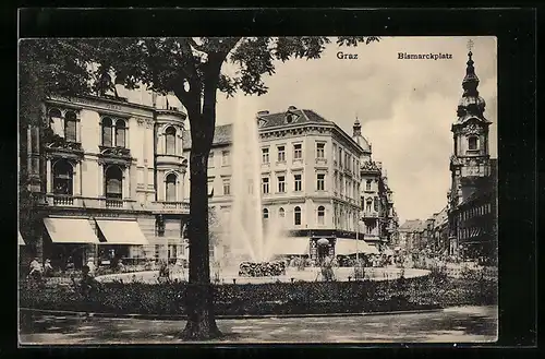 AK Graz, Brunnen auf dem Bismarckplatz
