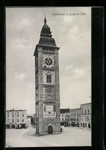 AK Enns, der Stadtturm auf dem Stadtplatz