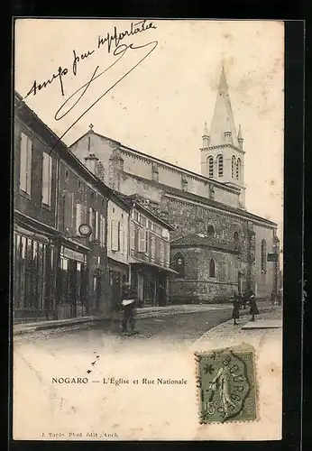 AK Nogaro, L`Eglise et Rue Nationale